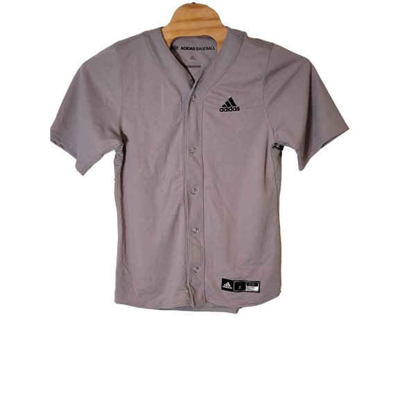 Adidas Practice Baseball Jersey Size Medium Gray Short Sleeve Button Up‎ - Picture 1 of 6
